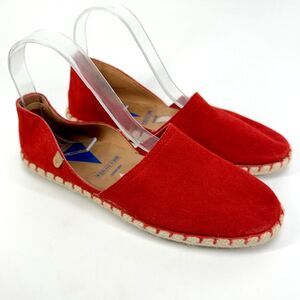 Womens VERBENAS Carmen Fire Red Suede Slip On Flat Espadrille Shoes Size 39